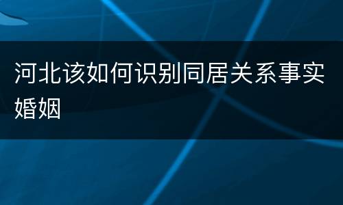 河北该如何识别同居关系事实婚姻