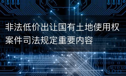 非法低价出让国有土地使用权案件司法规定重要内容