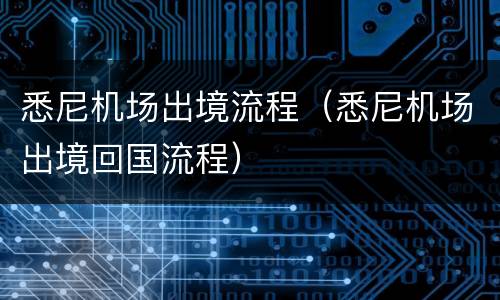 悉尼机场出境流程（悉尼机场出境回国流程）
