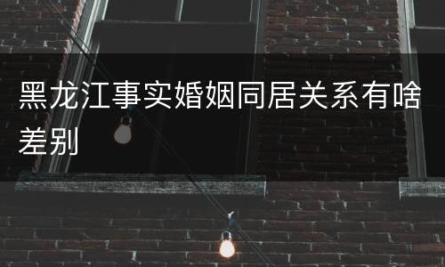 黑龙江事实婚姻同居关系有啥差别