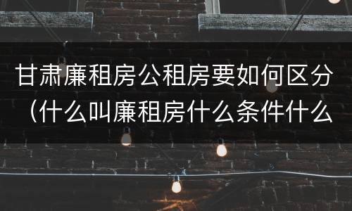 甘肃廉租房公租房要如何区分（什么叫廉租房什么条件什么叫公租房）
