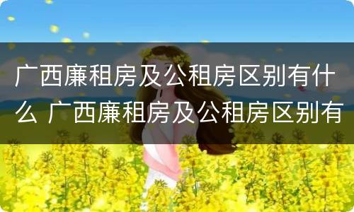 广西廉租房及公租房区别有什么 广西廉租房及公租房区别有什么不同