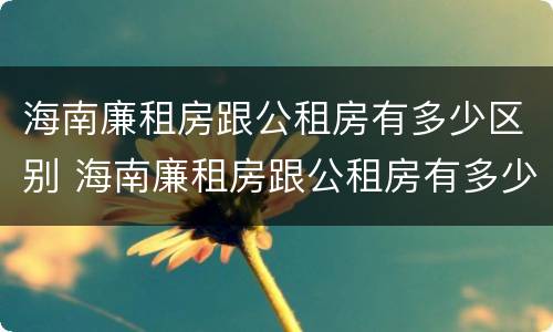 海南廉租房跟公租房有多少区别 海南廉租房跟公租房有多少区别呢