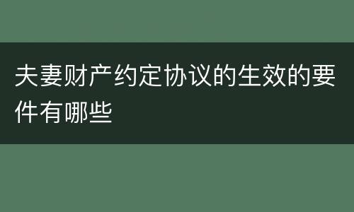 夫妻财产约定协议的生效的要件有哪些