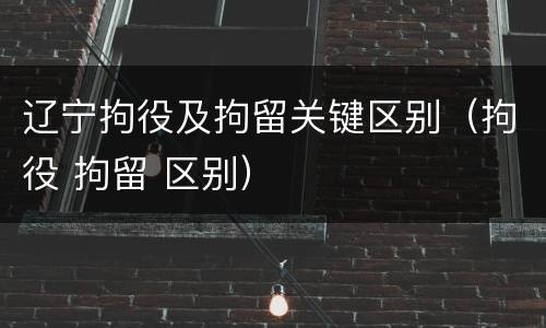 辽宁拘役及拘留关键区别（拘役 拘留 区别）