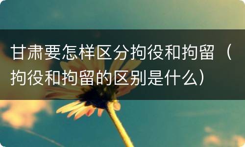 甘肃要怎样区分拘役和拘留（拘役和拘留的区别是什么）