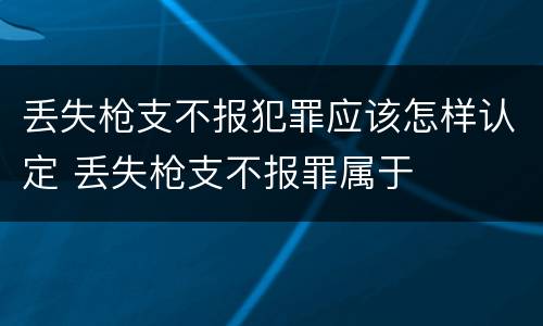 丢失枪支不报犯罪应该怎样认定 丢失枪支不报罪属于
