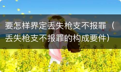 要怎样界定丢失枪支不报罪（丢失枪支不报罪的构成要件）