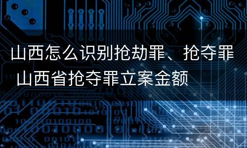 山西怎么识别抢劫罪、抢夺罪 山西省抢夺罪立案金额