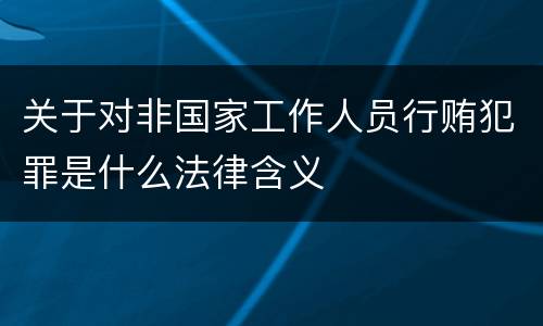 关于对非国家工作人员行贿犯罪是什么法律含义