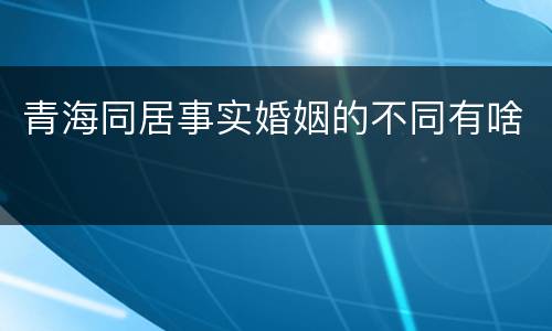 青海同居事实婚姻的不同有啥