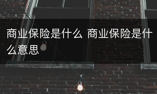 商业保险是什么 商业保险是什么意思
