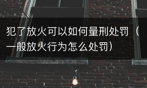 犯了放火可以如何量刑处罚（一般放火行为怎么处罚）