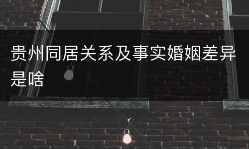 贵州同居关系及事实婚姻差异是啥