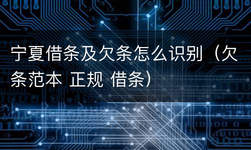 宁夏借条及欠条怎么识别（欠条范本 正规 借条）