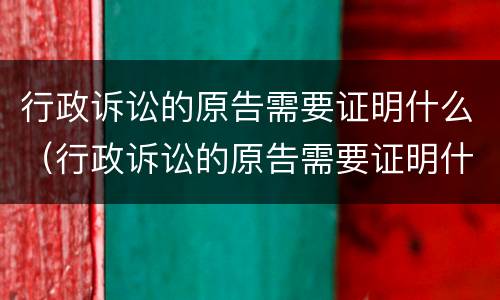 行政诉讼的原告需要证明什么（行政诉讼的原告需要证明什么吗）