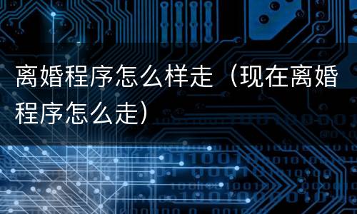 离婚程序怎么样走（现在离婚程序怎么走）