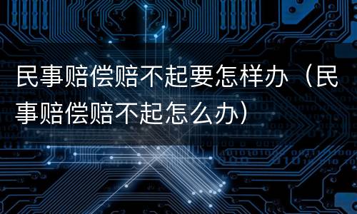 民事赔偿赔不起要怎样办（民事赔偿赔不起怎么办）