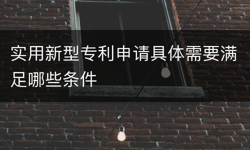 实用新型专利申请具体需要满足哪些条件