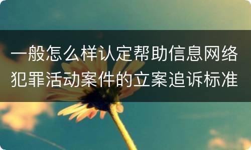 一般怎么样认定帮助信息网络犯罪活动案件的立案追诉标准