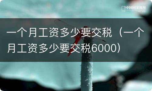 一个月工资多少要交税（一个月工资多少要交税6000）