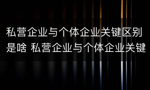 私营企业与个体企业关键区别是啥 私营企业与个体企业关键区别是啥呢