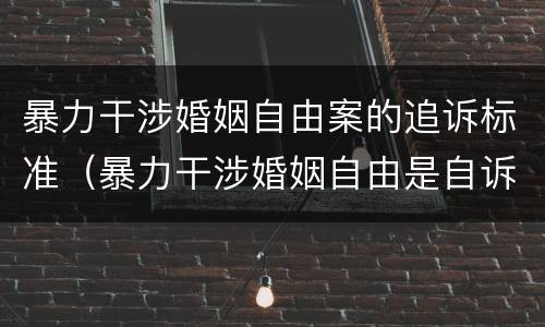 暴力干涉婚姻自由案的追诉标准（暴力干涉婚姻自由是自诉案件）