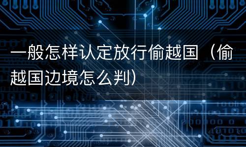 一般怎样认定放行偷越国（偷越国边境怎么判）