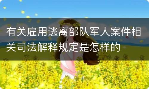 有关雇用逃离部队军人案件相关司法解释规定是怎样的