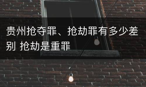 贵州抢夺罪、抢劫罪有多少差别 抢劫是重罪