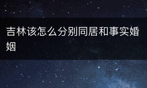 吉林该怎么分别同居和事实婚姻
