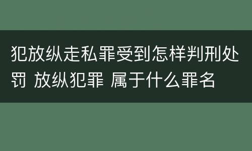 犯放纵走私罪受到怎样判刑处罚 放纵犯罪 属于什么罪名