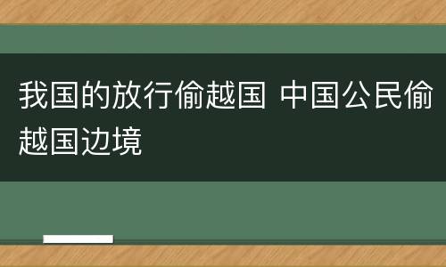 我国的放行偷越国 中国公民偷越国边境