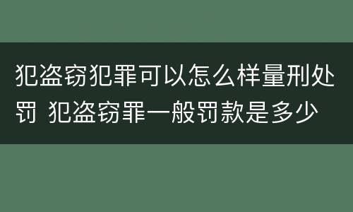 犯盗窃犯罪可以怎么样量刑处罚 犯盗窃罪一般罚款是多少