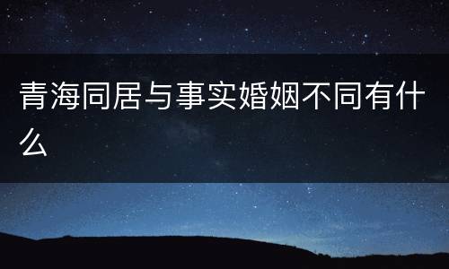 青海同居与事实婚姻不同有什么