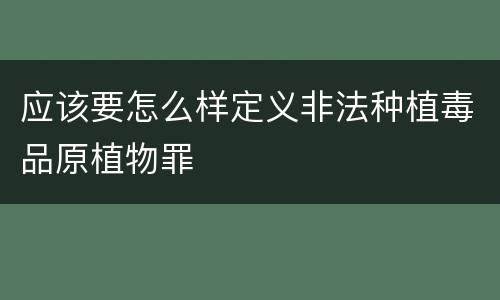应该要怎么样定义非法种植毒品原植物罪