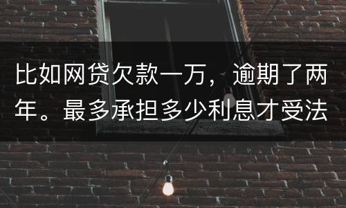 比如网贷欠款一万，逾期了两年。最多承担多少利息才受法律保护的？换言之，网贷利息受