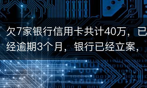 欠7家银行信用卡共计40万，已经逾期3个月，银行已经立案，请问我被判刑几年