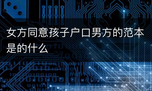 女方同意孩子户口男方的范本是的什么