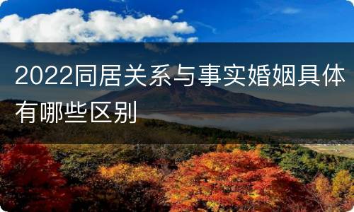 2022同居关系与事实婚姻具体有哪些区别