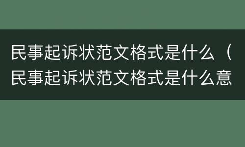 民事起诉状范文格式是什么（民事起诉状范文格式是什么意思）