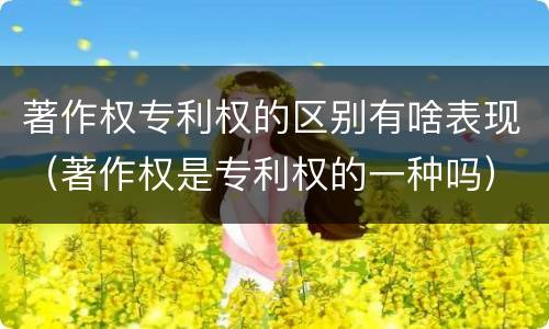 著作权专利权的区别有啥表现（著作权是专利权的一种吗）
