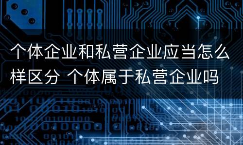 个体企业和私营企业应当怎么样区分 个体属于私营企业吗