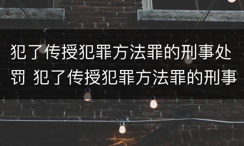 犯了传授犯罪方法罪的刑事处罚 犯了传授犯罪方法罪的刑事处罚决定书