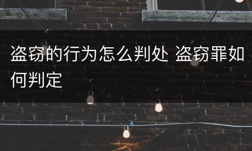 盗窃的行为怎么判处 盗窃罪如何判定