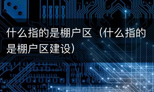 什么指的是棚户区（什么指的是棚户区建设）