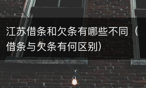 江苏借条和欠条有哪些不同（借条与欠条有何区别）