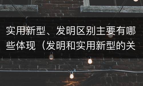 实用新型、发明区别主要有哪些体现（发明和实用新型的关系）