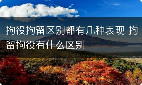 拘役拘留区别都有几种表现 拘留拘役有什么区别