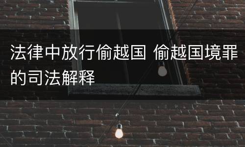 法律中放行偷越国 偷越国境罪的司法解释